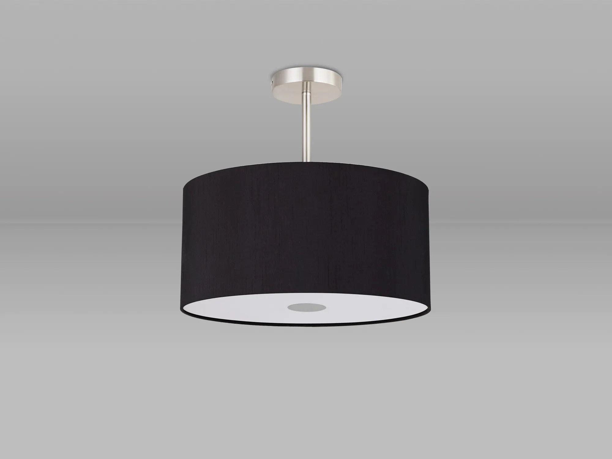 Baymont 40cm Semi Flush 3 Light Satin Nickel, Midnight Black/Green Olive, Frosted Diffuser DK0415  Deco Baymont SN BL/GR